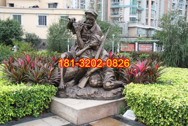 艱苦歲月銅雕，校園銅雕，八路軍戰(zhàn)士銅雕